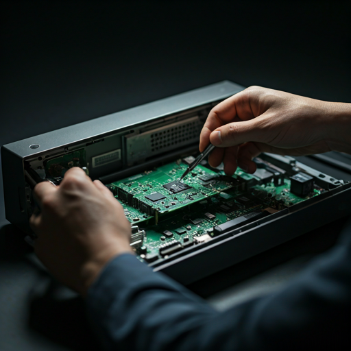 Technician inspecting equipment